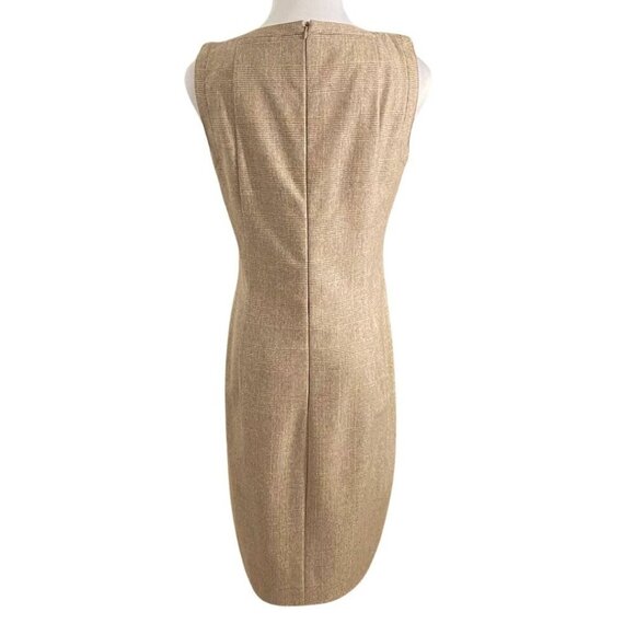 AKRIS PUNTO BROWN TAN 100% WOOL CHECK SLEEVELESS SHEATH MINI DRESS - 6 - Picture 3 of 10